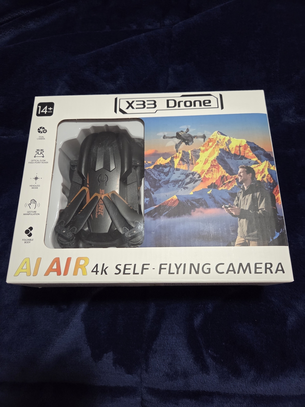 Drone AI Air 4K Self-Flying Camera - Black and Orange